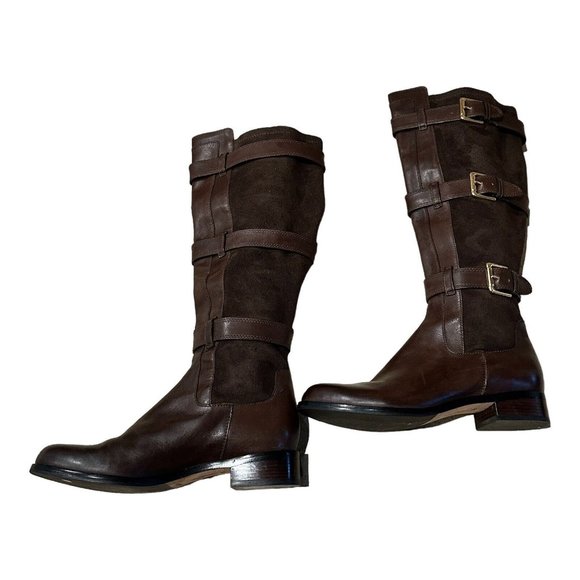COLE HAAN NikeAir Leather Suede Buckle Knee High Boots Riding Western Size 7.5 B - Picture 11 of 11